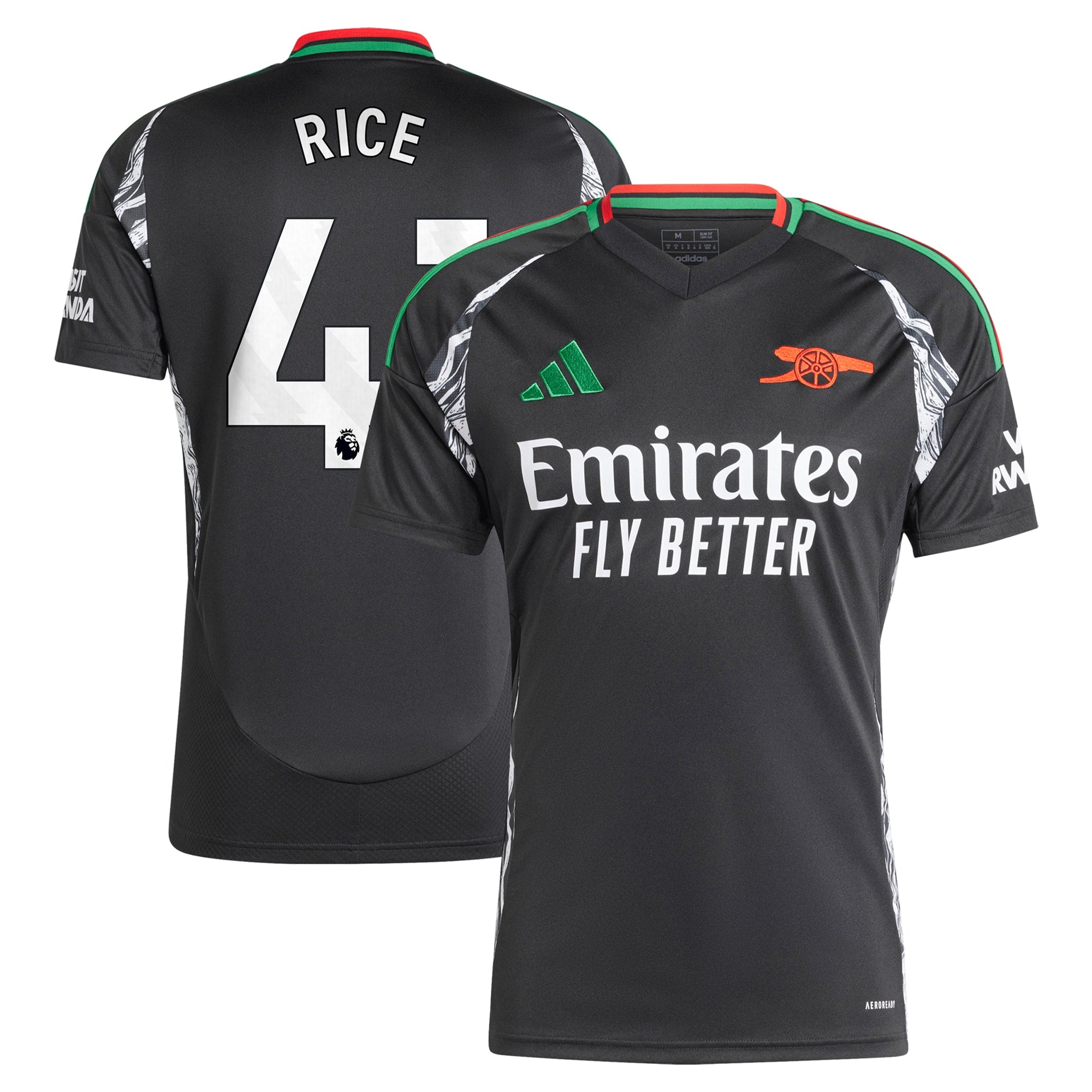 Arsenal Adidas Away Shirt 2024-25 With Rice 41 Printing Jersey – Black