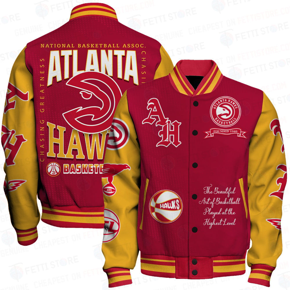 Atlanta Hawks National Basketball Association Print Varsity Jacket SFAT Ver 13