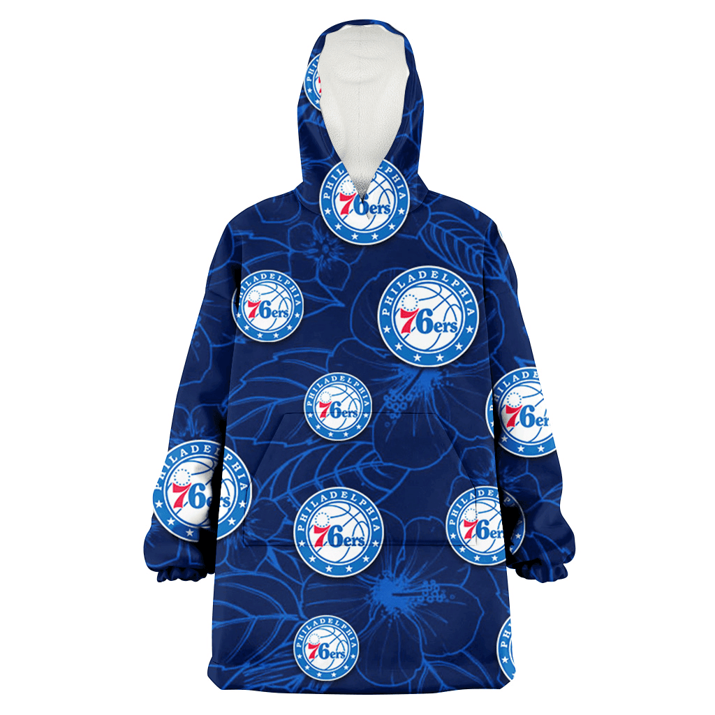 Philadelphia 76ers Sketch Hibiscus Dark Background 3D Printed Hoodie Blanket Snug Hoodie