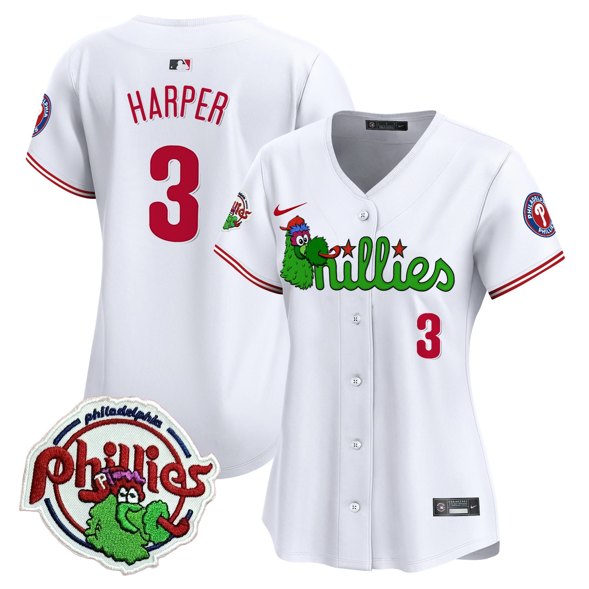 Women’S Phillies Phanatic Patch Vapor Premier Limited Jersey V3- All Stitched