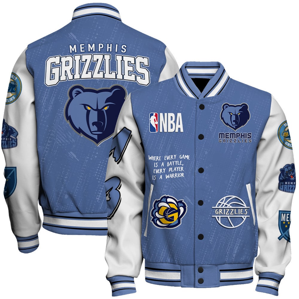 Memphis Grizzlies Team Logo NBA 2024 AOP Varsity Jacket SFAT