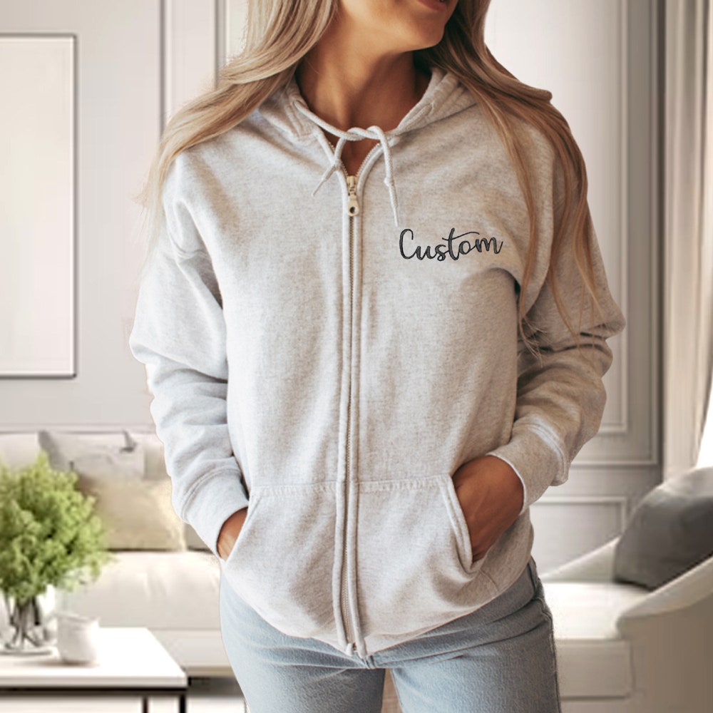 Custom Jacket, Personal Embroidered Hoodie, Custom Embroidered Monogram Hoodie Jacket, Personalized Zipper Hoodie, Customized Zip Up Hoodie - Unique Designed By Buzzteens Glamico