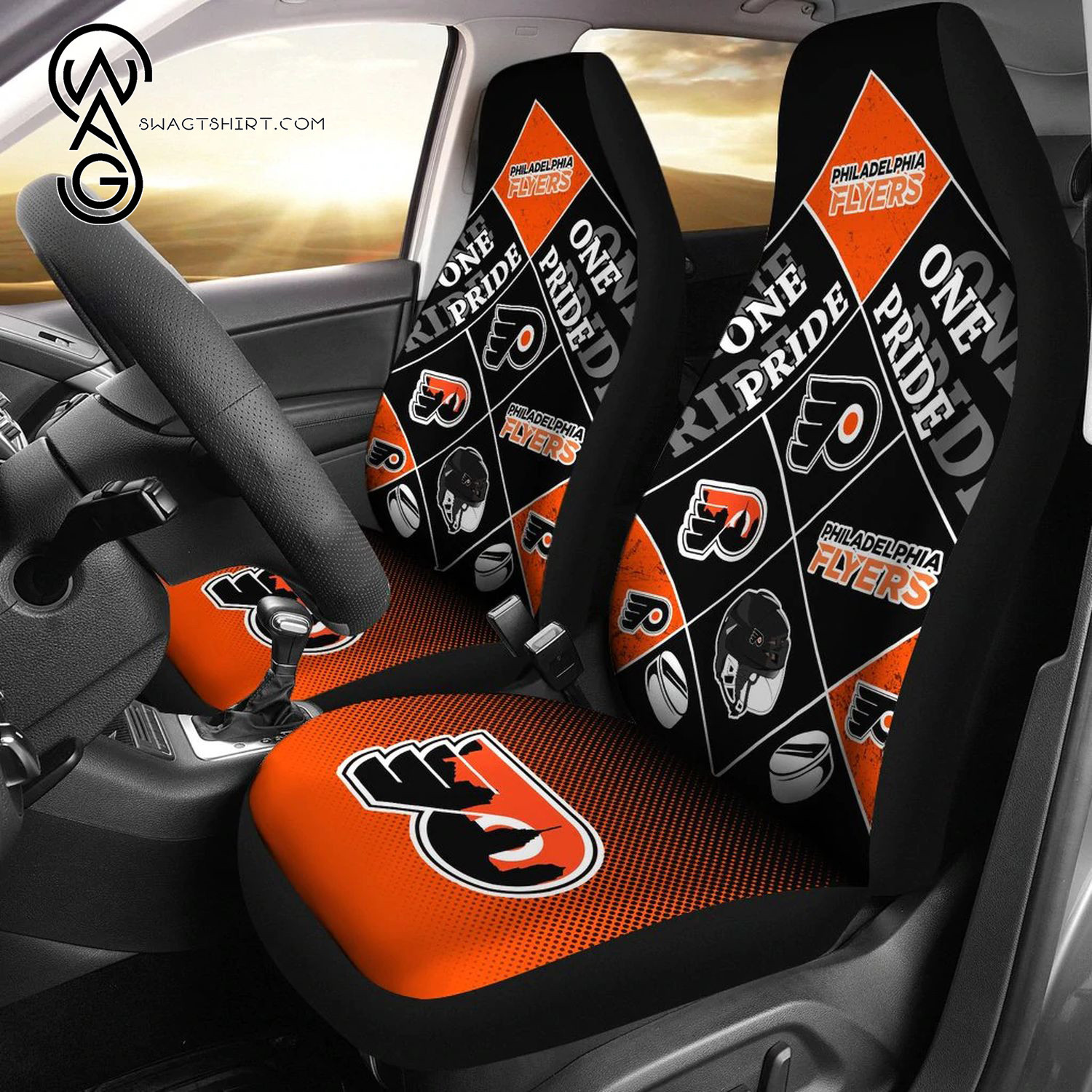 One Pride Flag Philadelphia Flyers Sports Team Car Seat Cover Set CSC3103