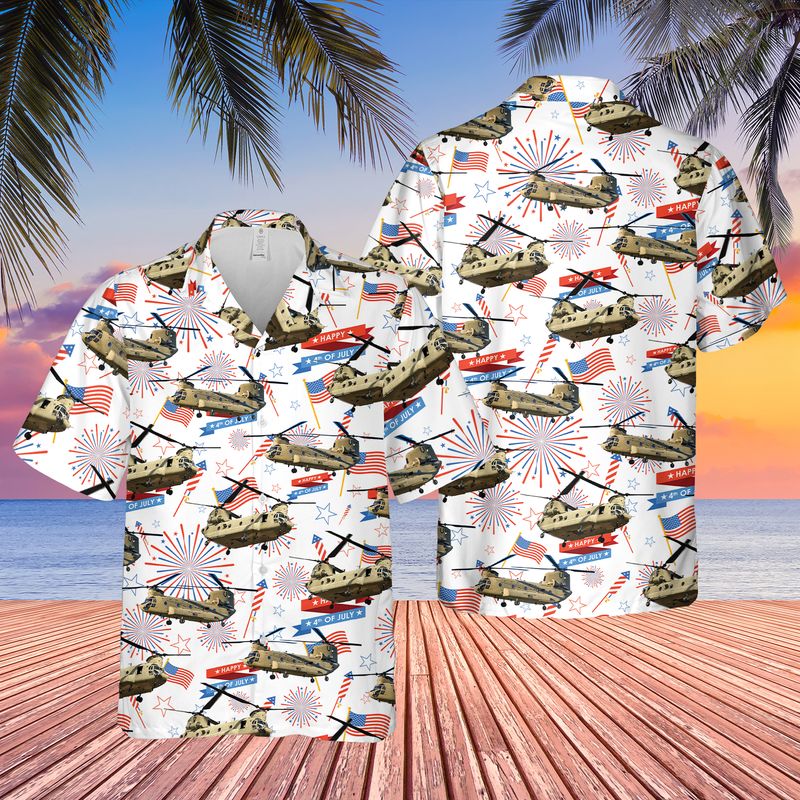 Us Army Boeing Ch-47 Chinook 4Th Of July Hawaiian Shirt