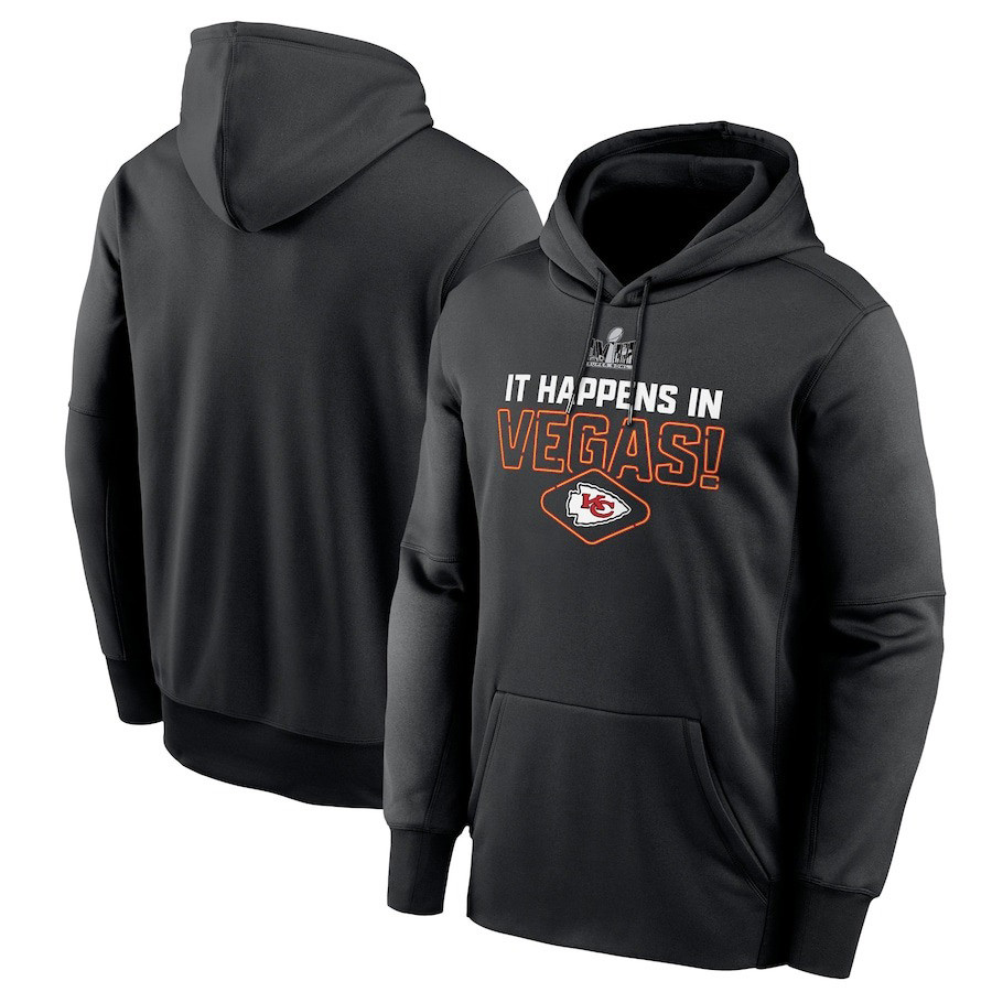 Kansas City Chiefs Super Bowl LVIII It Happens In Vegas NFL Division Black Print 2D Hoodie