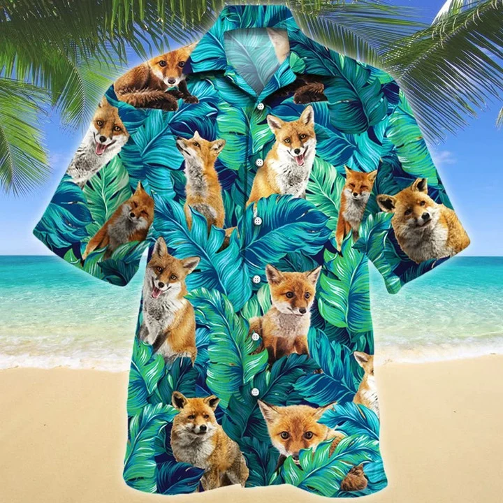 Amazing Leaves Jungle Gift For Fox Lovers Hawaiian Shirt, Summer Hawaii Shirt Family Shirt