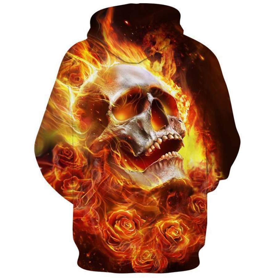 Fire Flower Skull Hoodies
