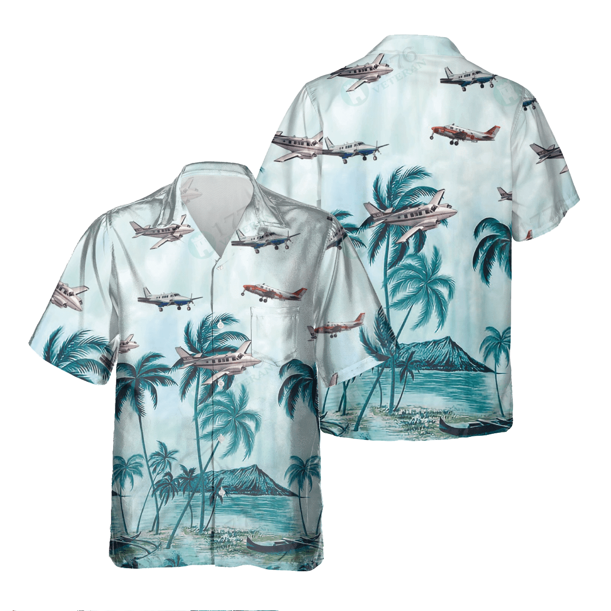 Beechcraft Queen Air Pocket Hawaiian Shirt, Hawaiian Shirt For Men Dad Veteran, Patriot Day