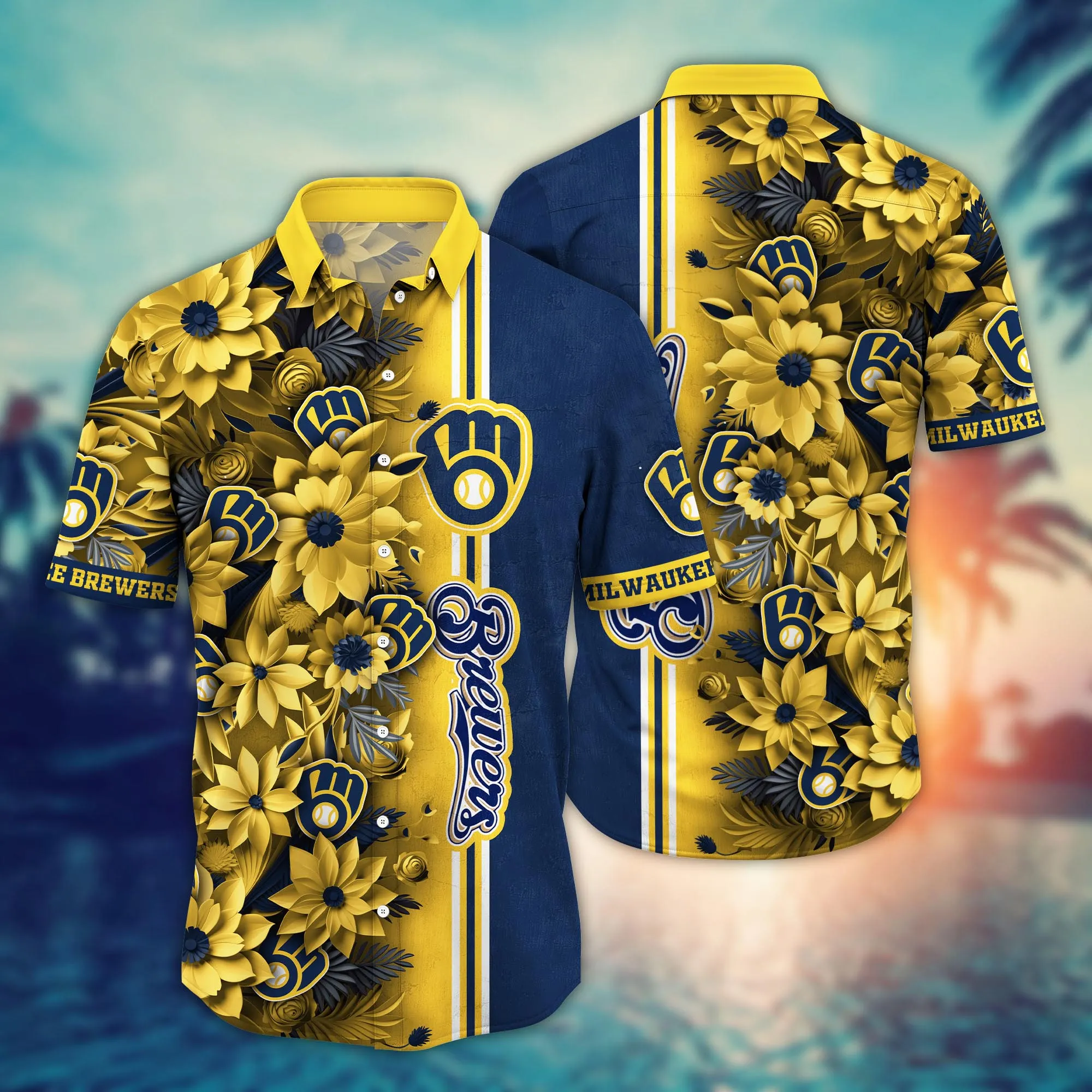 Milwaukee Brewers Mlb Hawaiian Shirt Custom Getaways Aloha Shirt