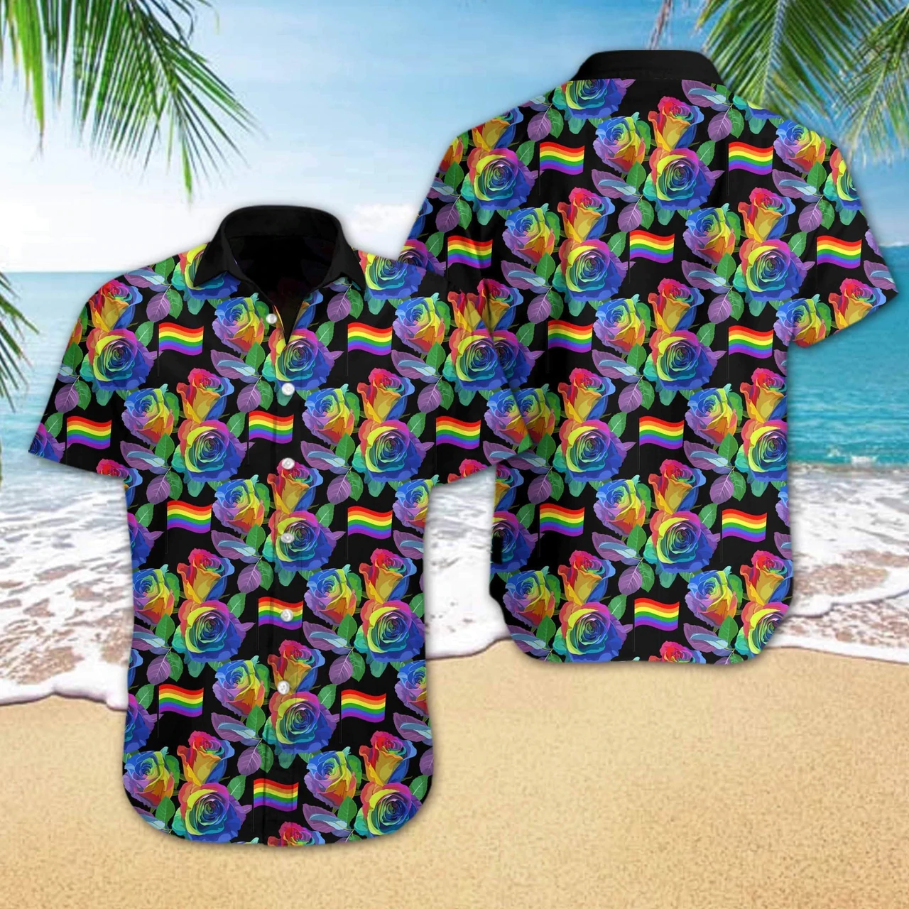 Summer Lgbt Rose Hawaiian Shirt, Lgbt Shirt, Lesbian Shirt, Gay Shirt