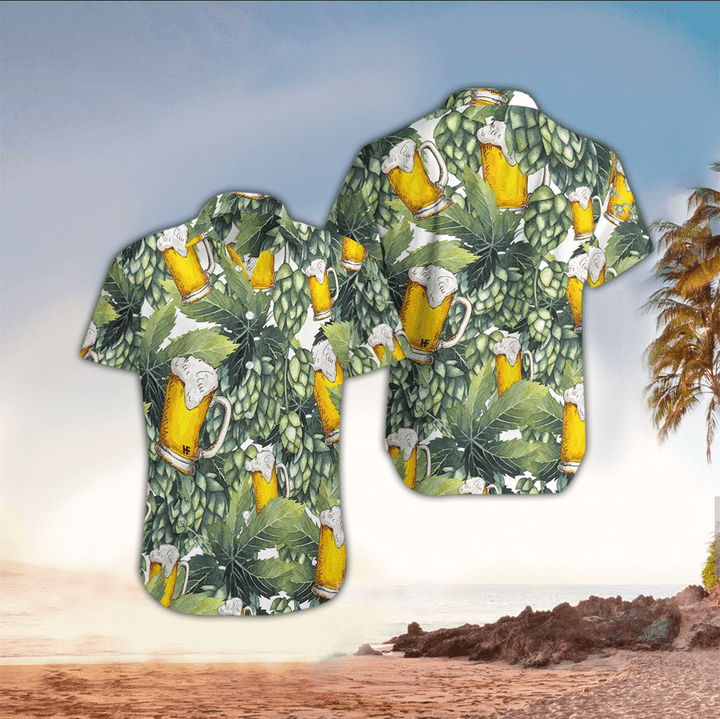 Beer Pattern Hawaii Shirt, Perfect Hawaiian Shirt For Beer Lover, Hawaiian Shirt For Men