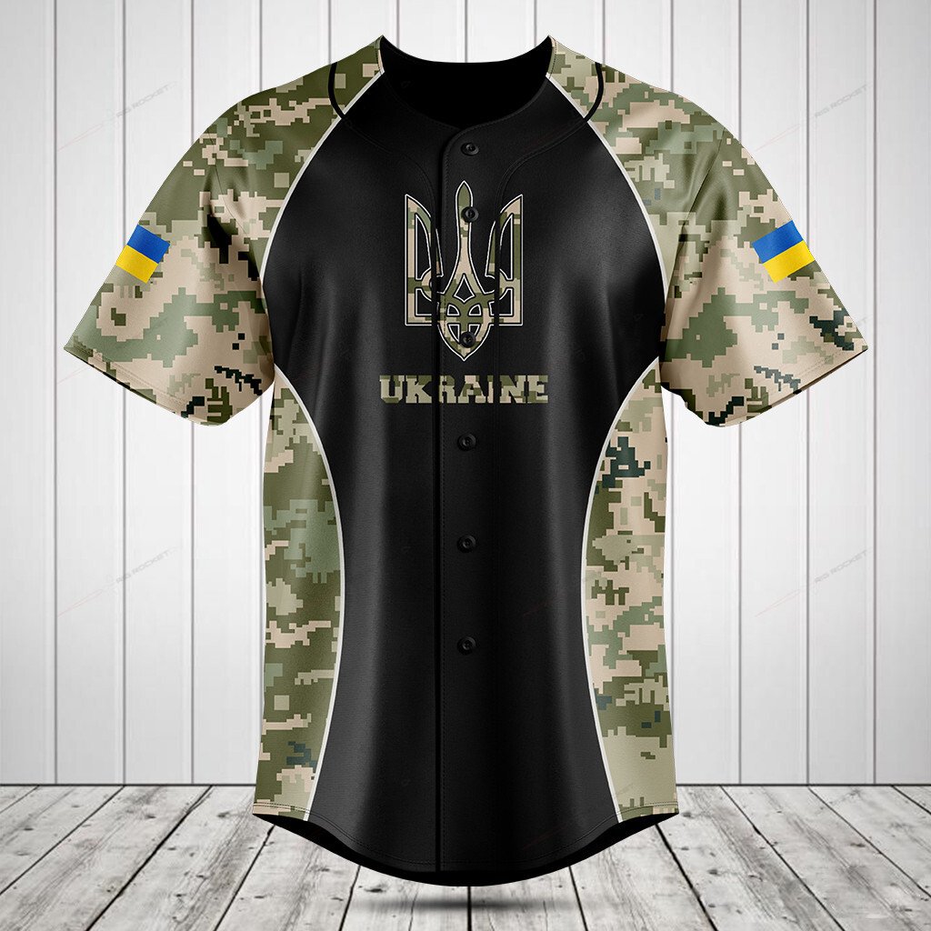 Merchcustom Ukraine Camouflage Custom Baseball Jersey For Fan