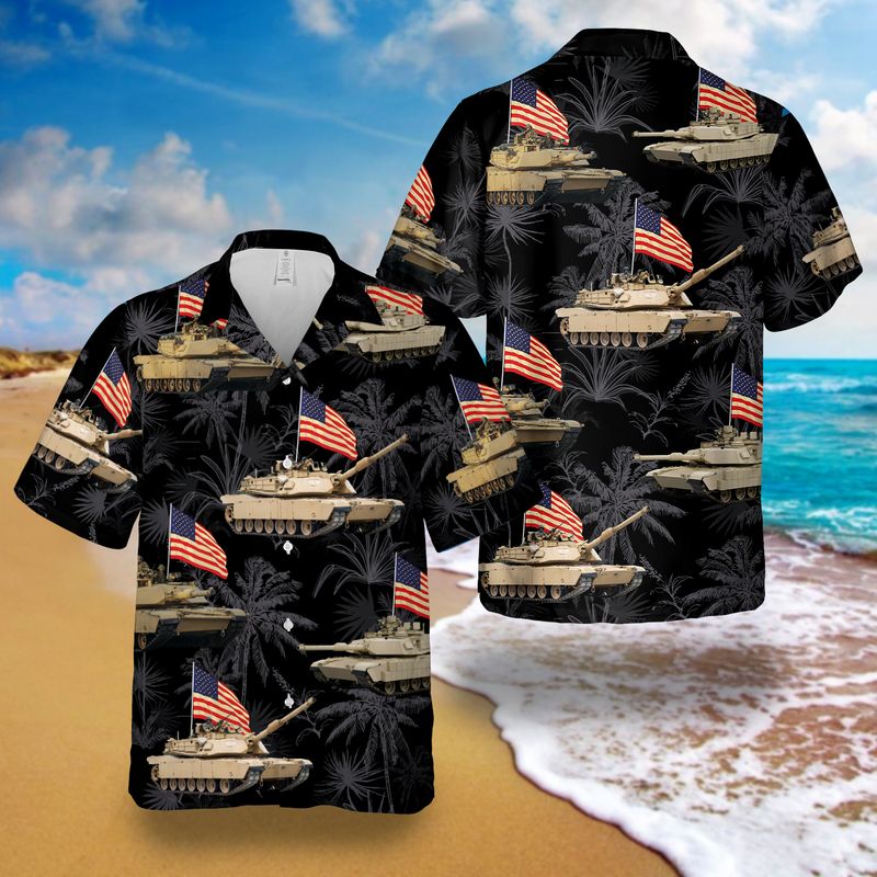 Abrams Battle Tank 4Th Of July Hawaiian Shirt, Patriotic Hawaiian Shirt For Men