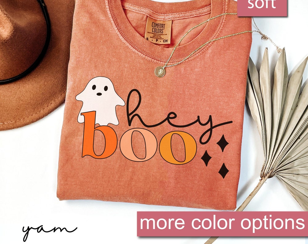 Comfort Colors® Ghost Halloween Shirt, Hey Boo Halloween Shirt, Boo Halloween, Cute Ghost Shirt, Halloween Costume, Funny Halloween Ghouls  - Shirtstylecentral Fashion