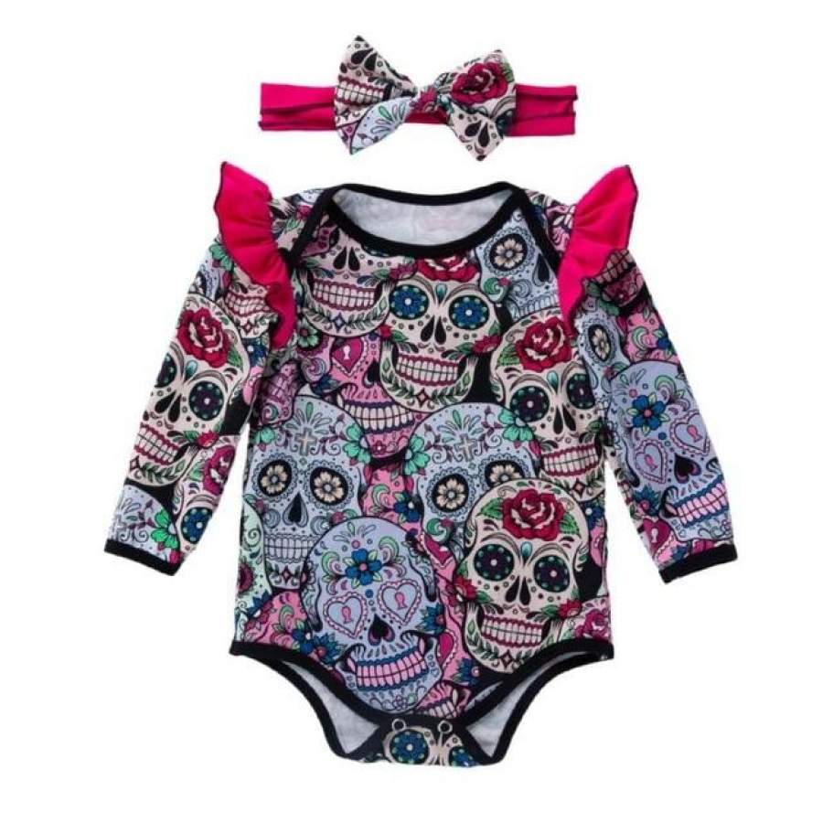 Sugar Skull Baby Girl Long Sleeve Bo &hellip;