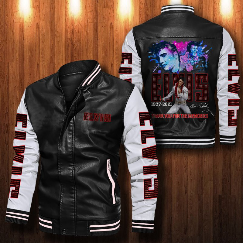 Elvis Presley Leather Varsity Jacket Bomber Coat