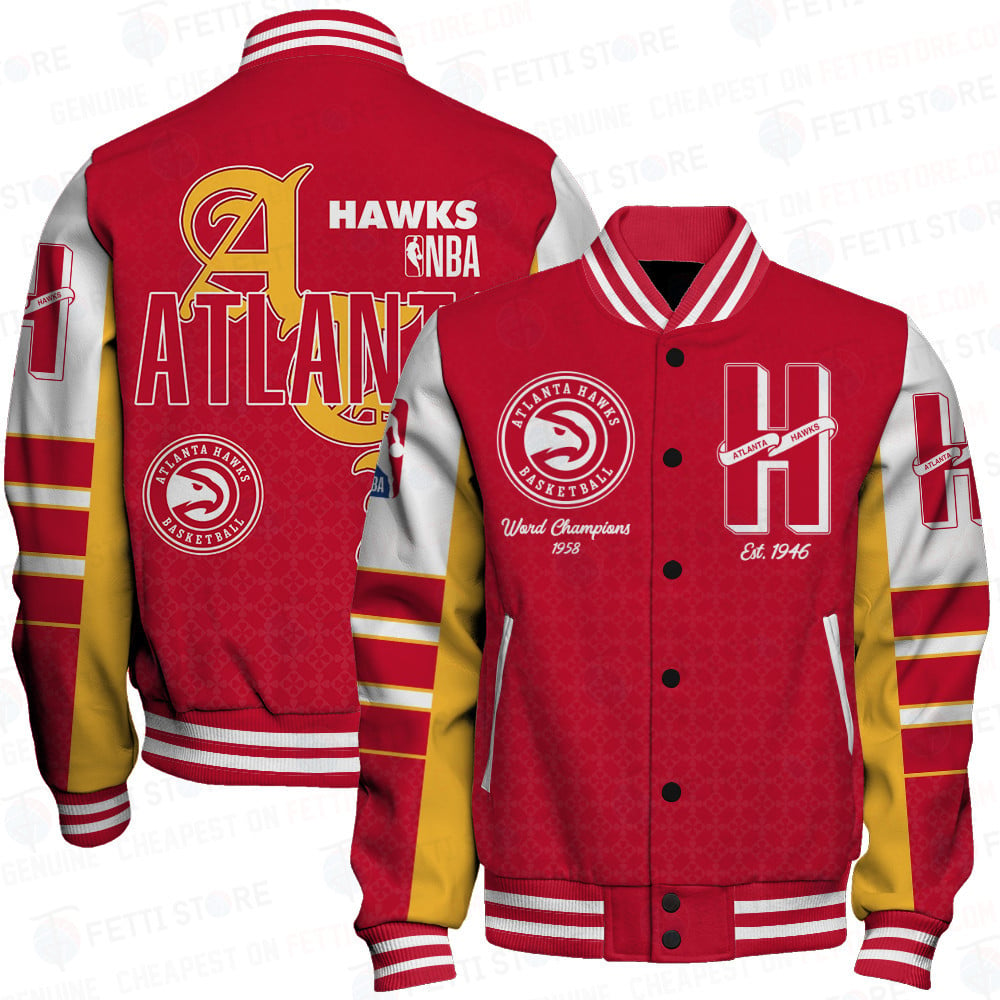 Atlanta Hawks Team Logo Sport Pattern Retro Varsity Jacket