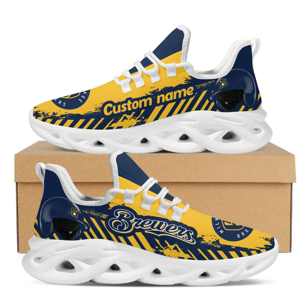 Milwaukee Brewers Baseball Team Helmet Custom Name Max Soul Sneakers Shoes For Men And Women