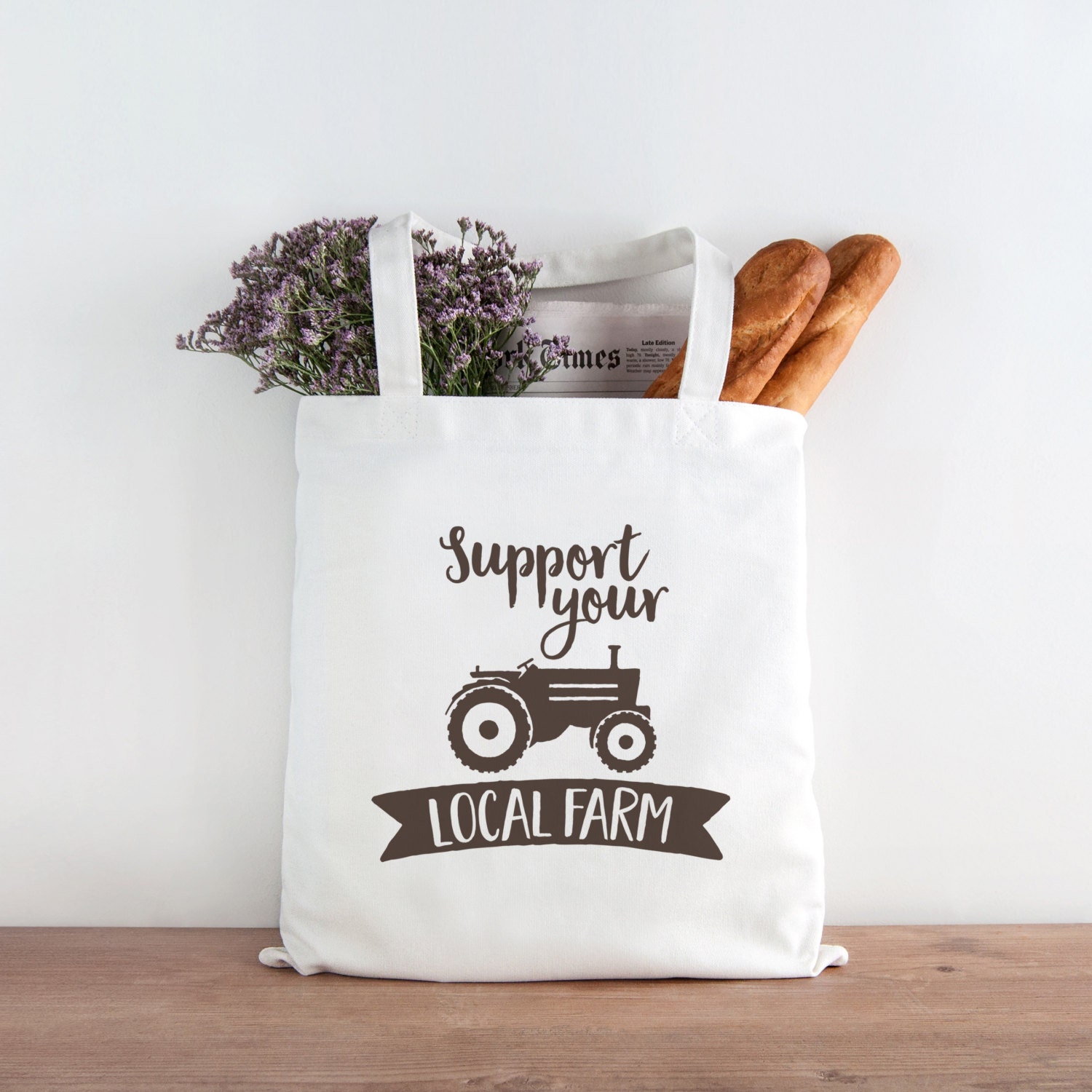 Farmers Market Tote Bag, Support Your Local Farm Tote Bag, Farm Market Tote Bag, Canvas Market Bag, Shopping Bag, Reusable Grocery Bag 0199