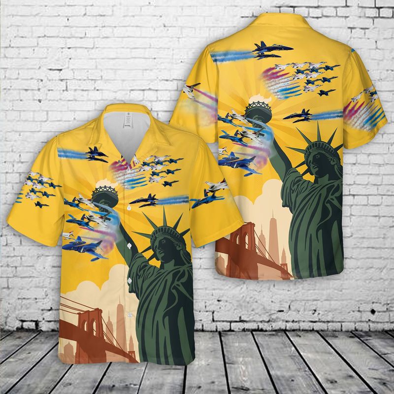 Airshow Blue Angels And Thunderbirds 4Th Of July Hawaiian Shirt, Patriotic Hawaiian Shirt For Men