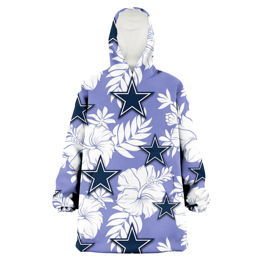 Dallas Cowboys White Hibiscus Light Purple Background 3D Printed Hoodie Blanket Snug Hoodie