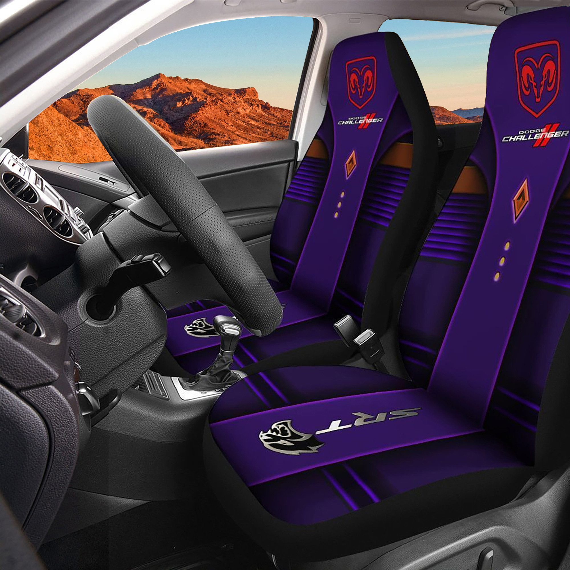 Dodge Challenger Logo Car Seat Cover Set CSC8024