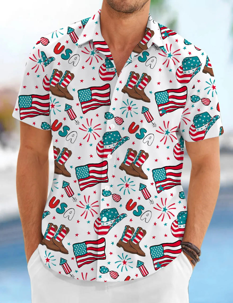 4Th Of July Western Hawaiian Shirt For Men And Women