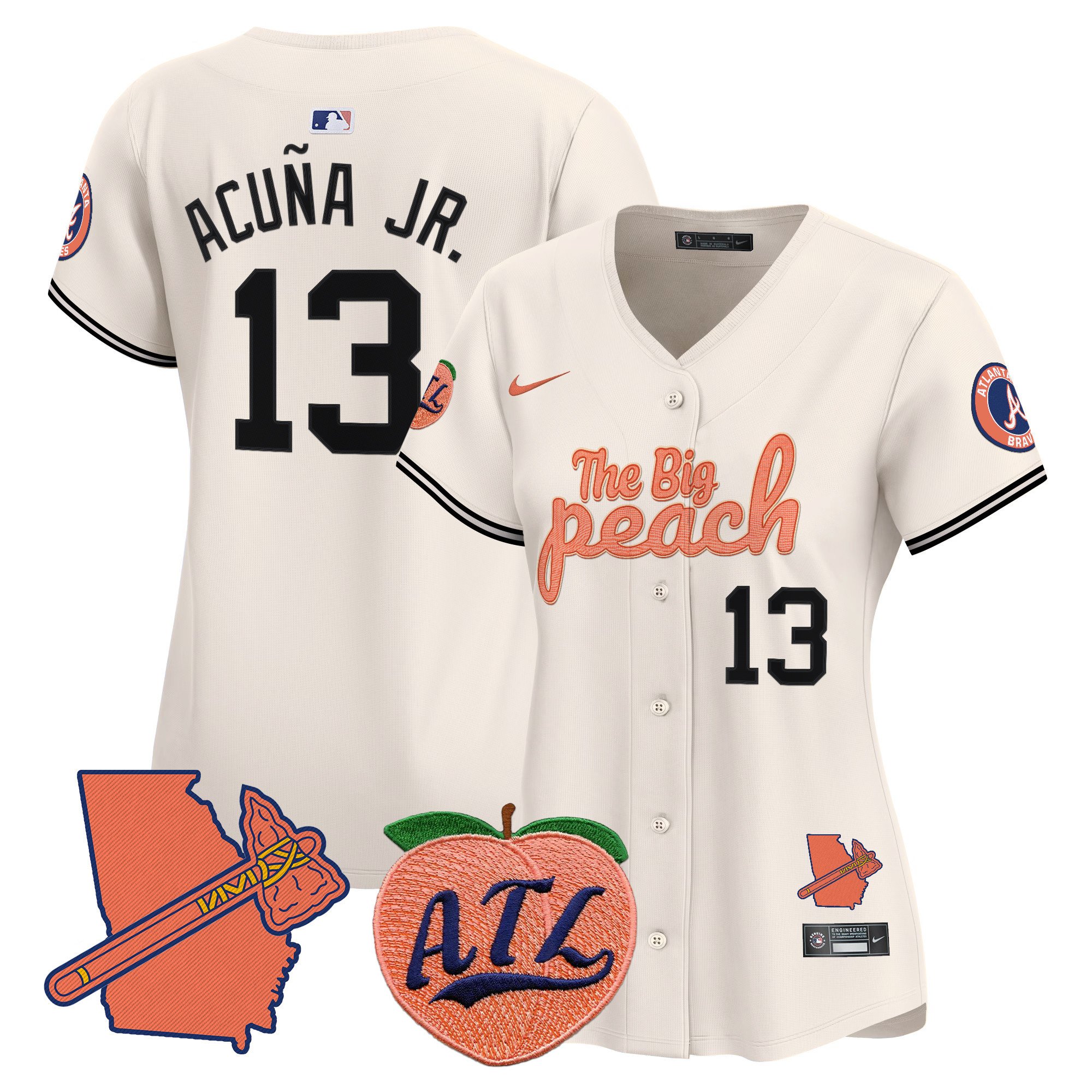 Women’S Atlanta Braves The Big Peach Vapor Premier Limited Jersey – All Stitched