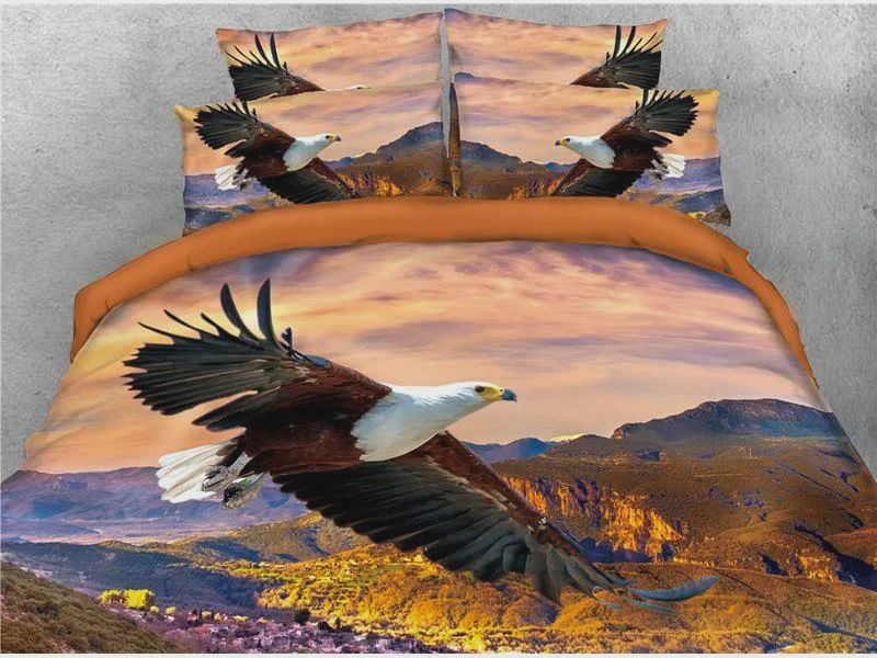 Flying Bald Eagle Duvet Cover Set 3D …