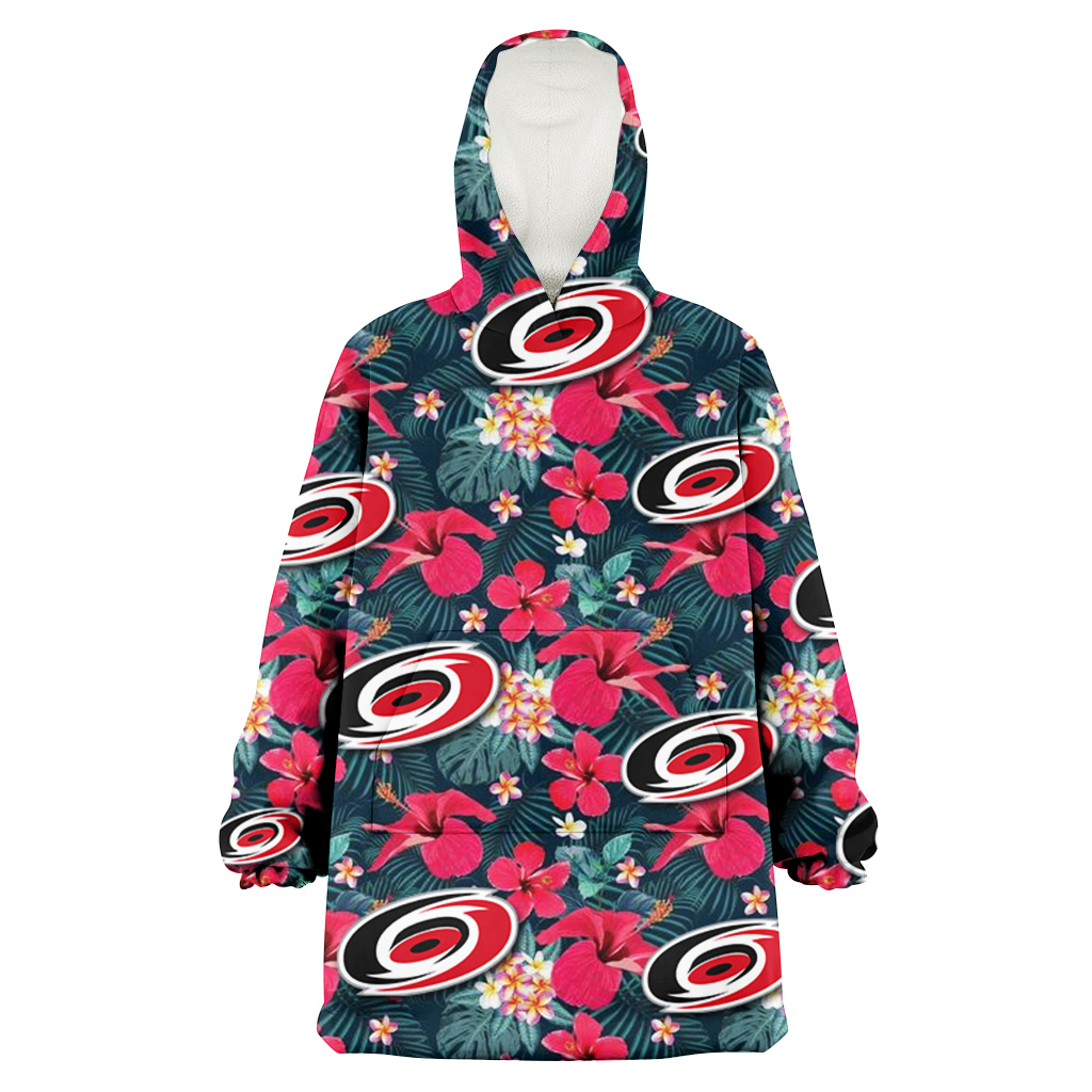 Carolina Hurricanes Tiny Red Hibiscus White Porcelain Flower Black Background 3D Printed Hoodie Blanket Snug Hoodie