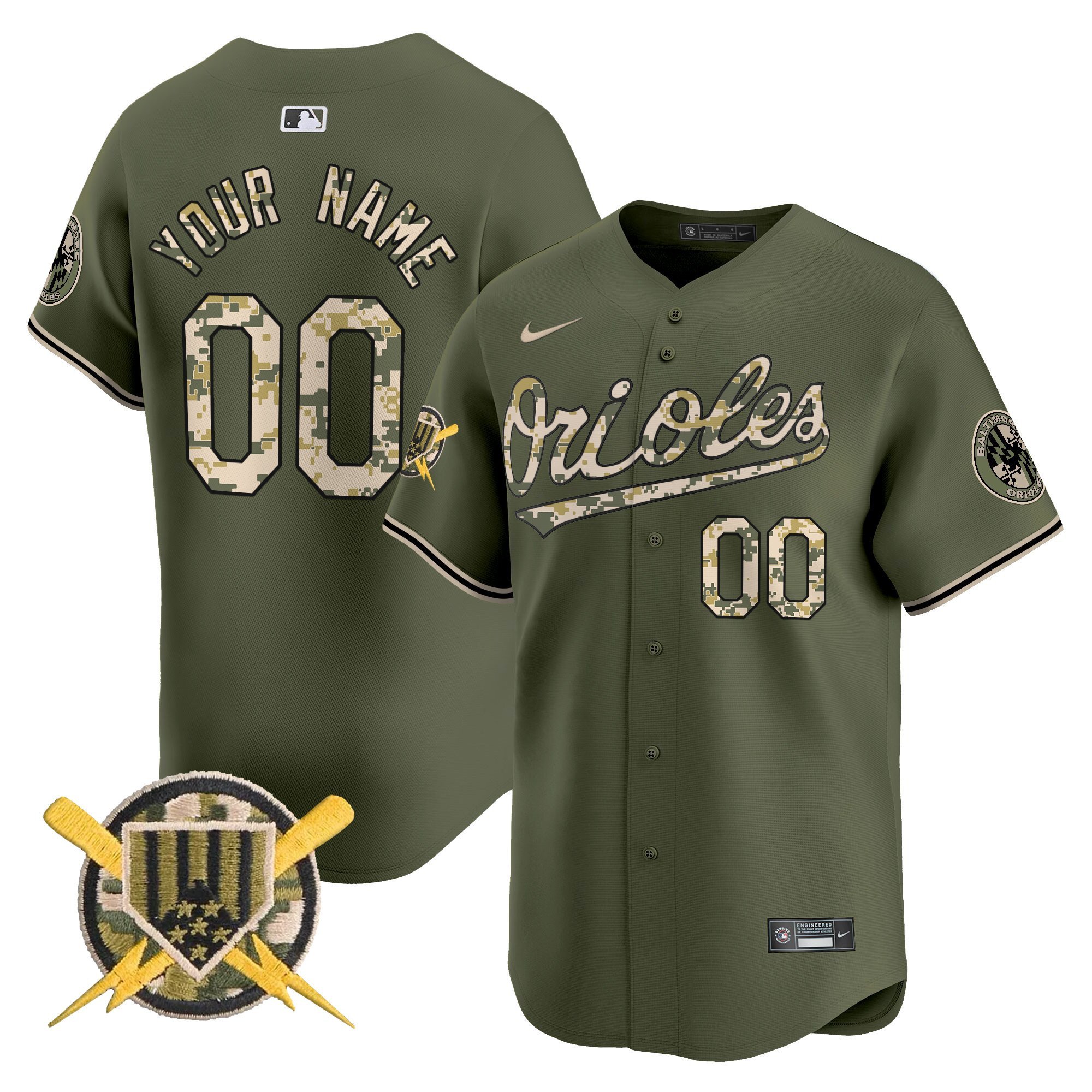 Baltimore Orioles Armed Forces Day Vapor Premier Limited Custom Jersey – All Stitched