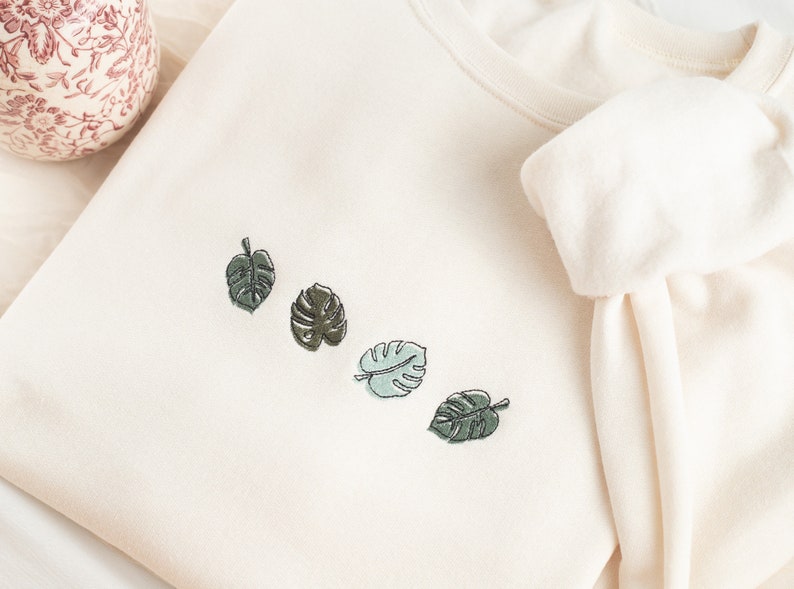 Embroidered Monstera Plant Sweatshirt, Embroidered Plant Lover Sweatshirt, Gardening Sweatshirt, Plant Sweatshirt, Gardening Gifts