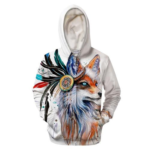 Feathered Fox Zip-up Hoodie