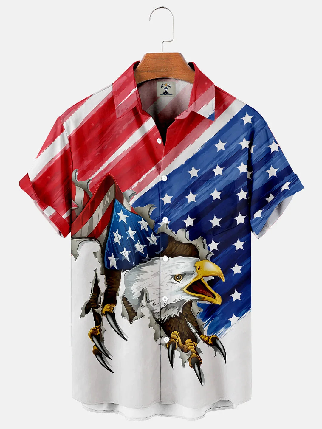 American Flag Casual Loose Men’S Short Sleeve Hawaiian Shirt, 4Th Of July Hawaiian Shirt For Men