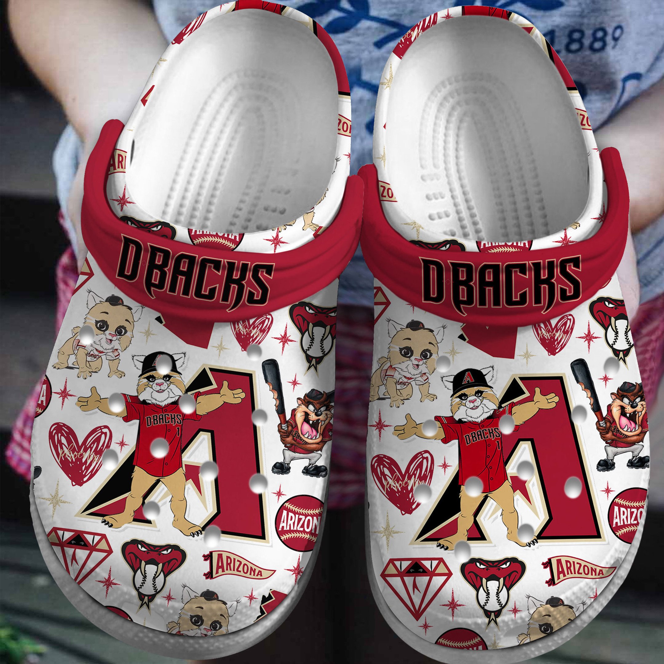 Arizona Wildcatss Team Name Baseball Logo NCAA Sport Red White Crocss Classic Clogs Shoes Ver119