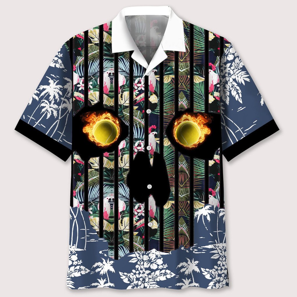 Tennis Flower Skull Hawaiian Shirt, Gift For Tennis Player, Summer Shirt