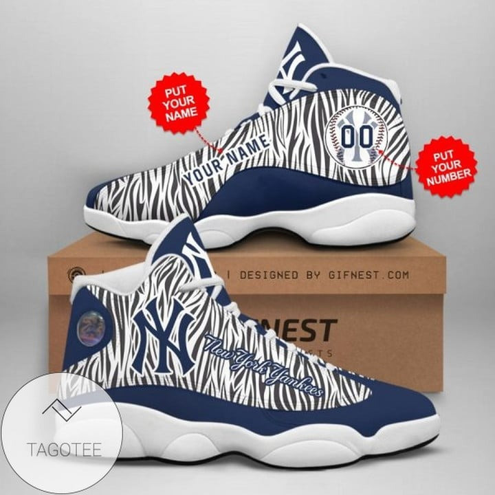 Custom Name MLB New York Yankees Pattern Air Jordan 13 Shoes Sneakers JD13 V2613