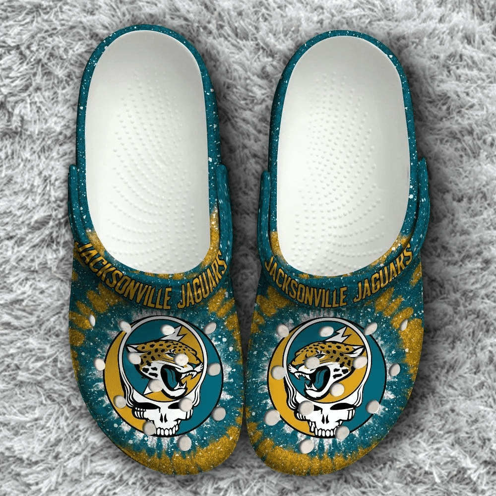 Jacksonville Jaguars Logo Pattern Crocss Classic Clogs Shoes In Blue & Yellow Ver378