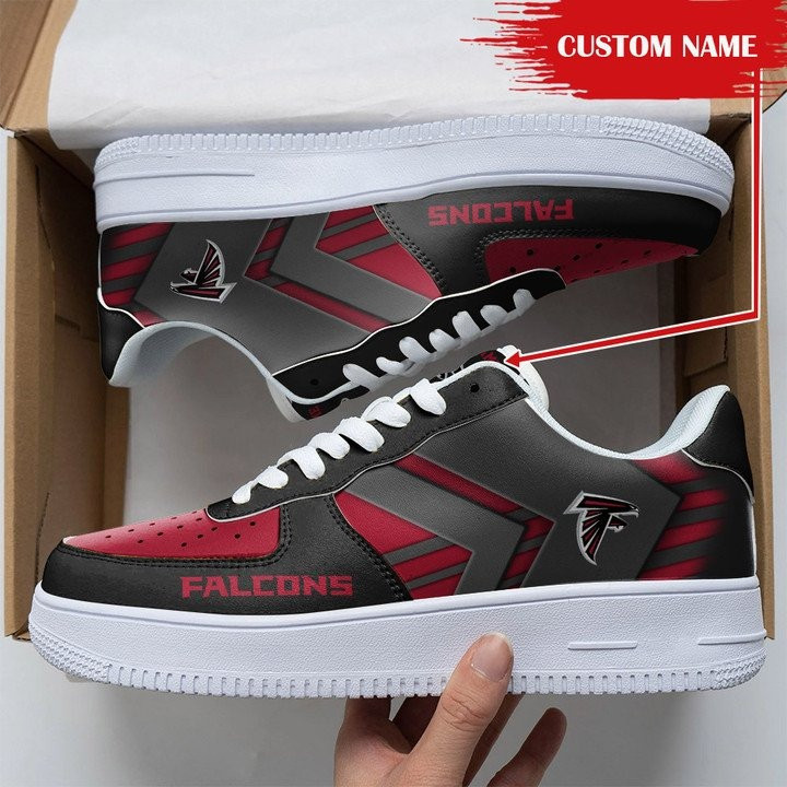 Atlanta Falcons Custom Name Black & Red Air Force 1 Shoes Sneakers