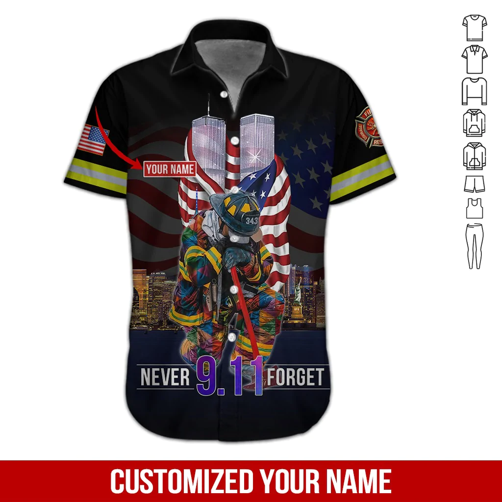 Firefighter Never Forget Custom Hawaiian Shirt For Men & Women, 21 Years Never Forget Shirt, Patriot Day Shirt