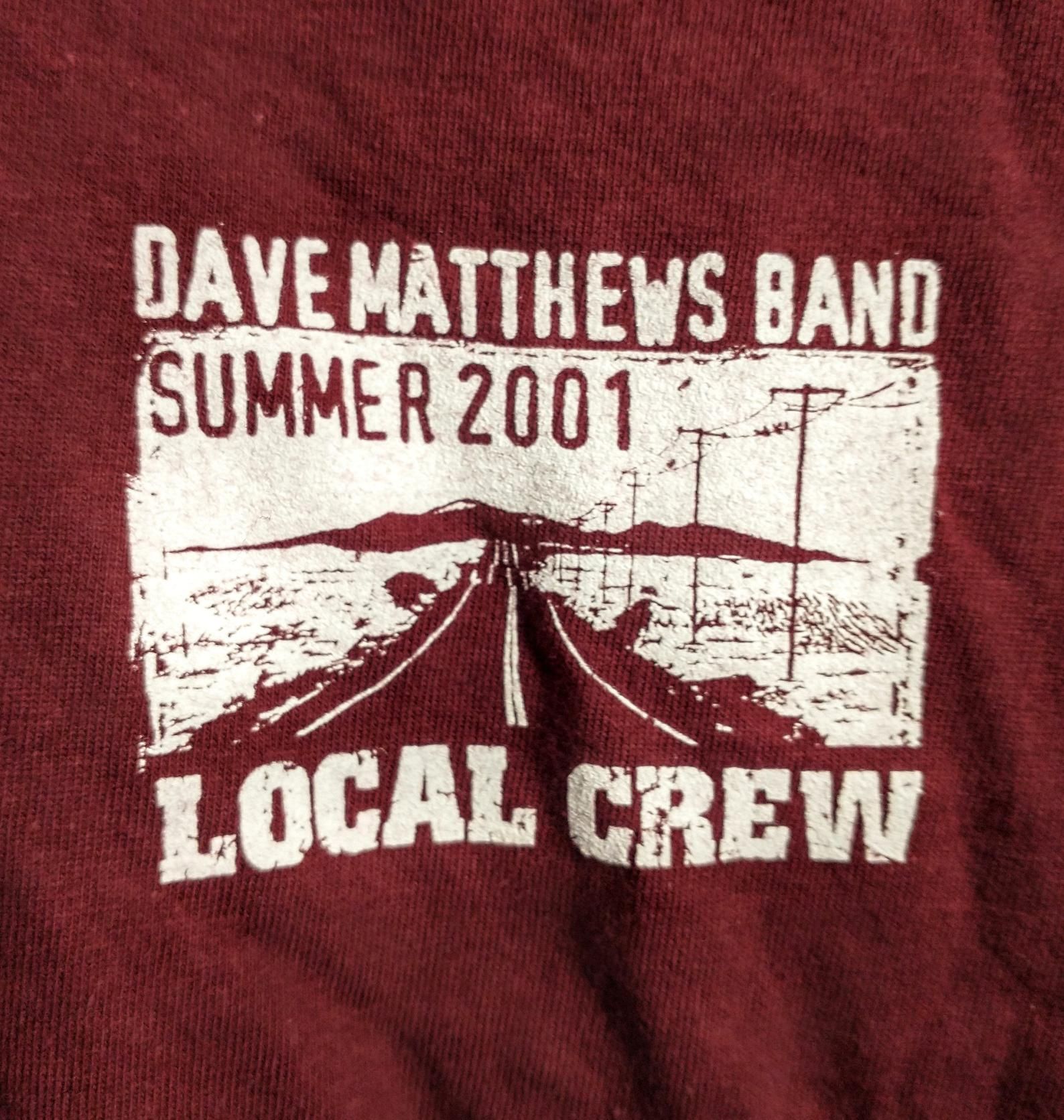 Dave Matthews Band Concert T Shirt Rare Tech Crew Shirt Itinerary On Back! Vintage 2001! Dmb Summer Tour 2001! Tech Crew T!