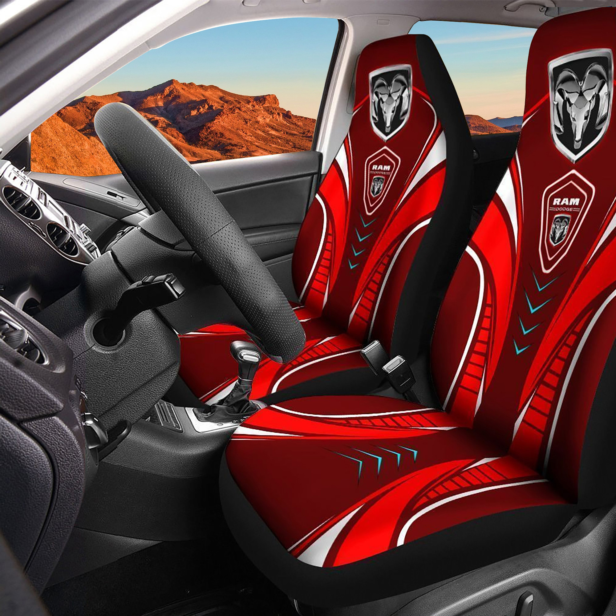 Dodge Ram Logo Car Seat Cover Set CSC2695