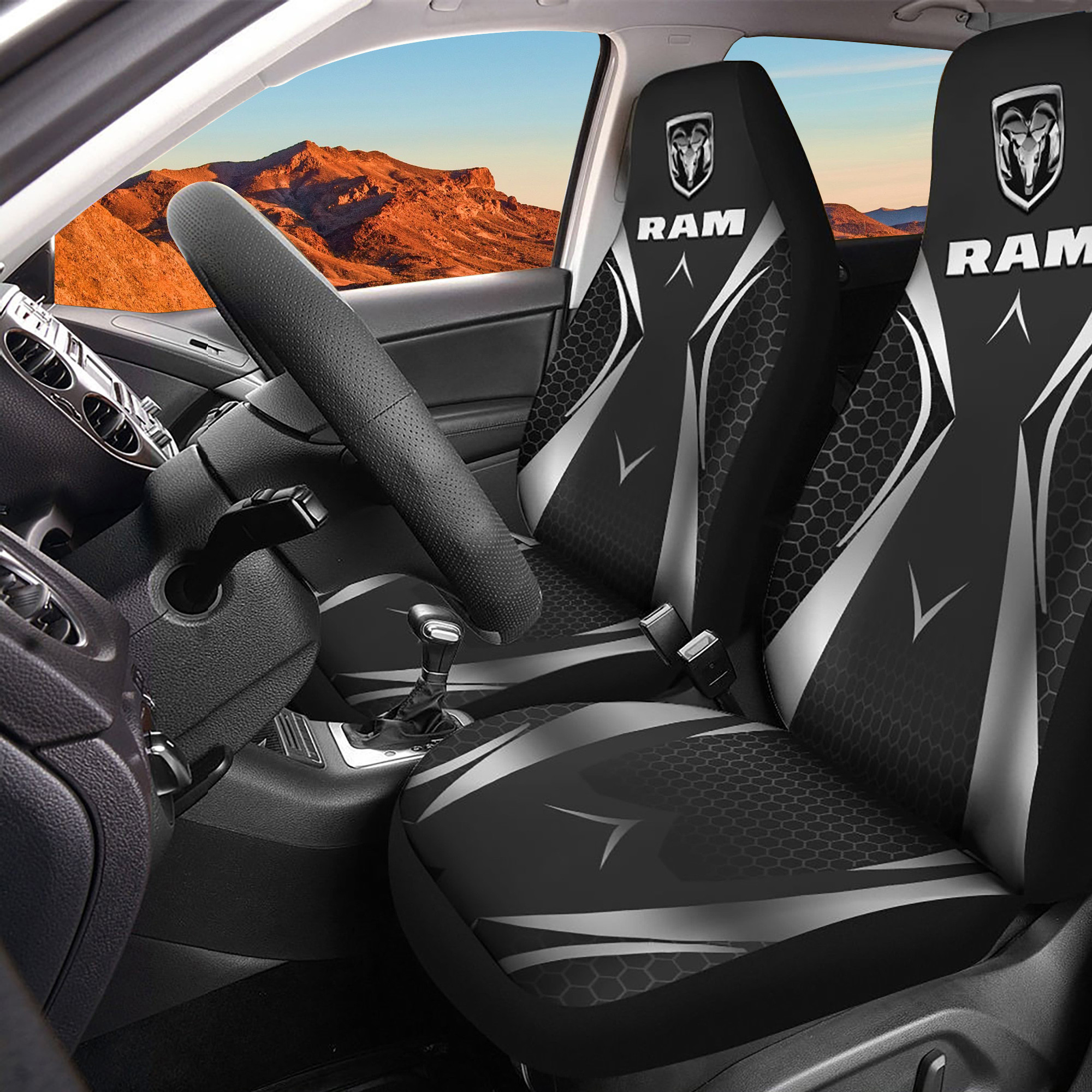 Dodge Ram Logo Car Seat Cover Set CSC4099