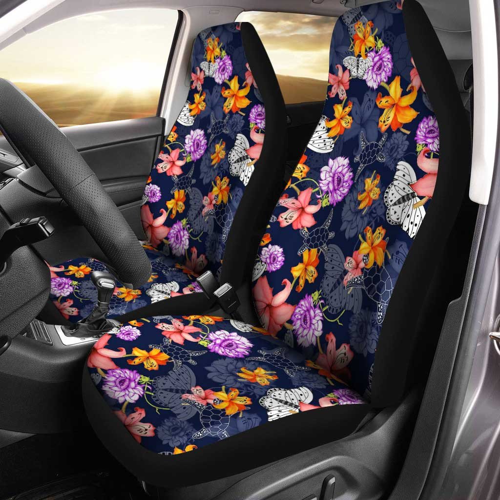 Hawaiian Car Seat Covers Custom Tropical Flower Turtle Car Accessories