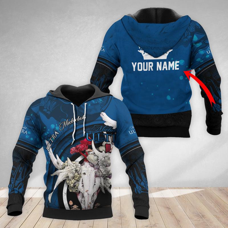 Personalized Michelob Ultra Deer Skull With Mushrooms Hoodie & Zip Hoodie