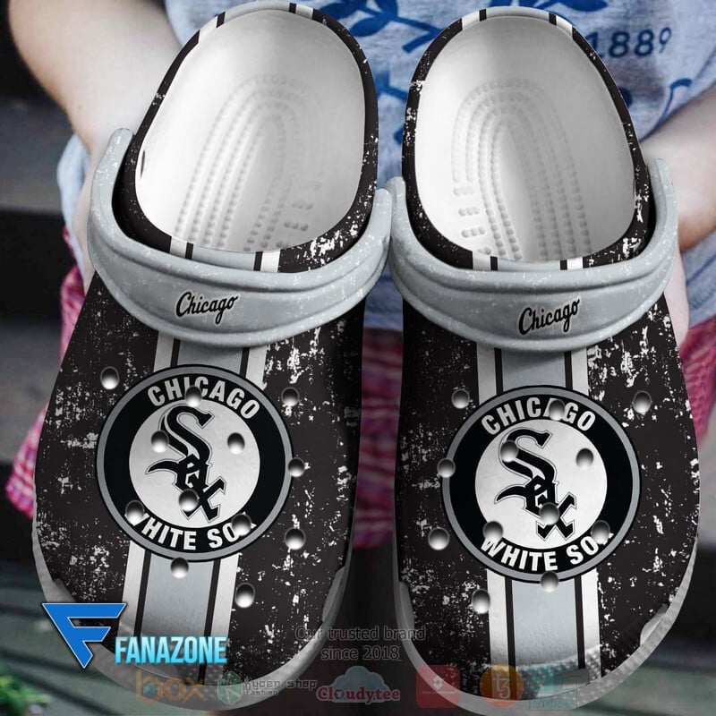 Chicago White Sox Logo Baseball MLB Full Gray Sander Black Crocss Classic Clogs Shoes Ver127