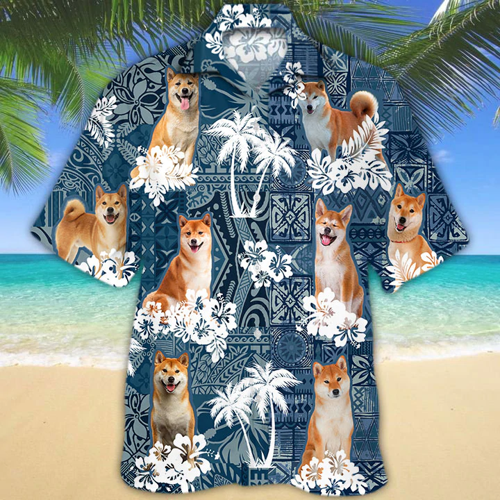 Shiba Inu Hawaiian Shirt, Flowers Aloha Shirt For Dog Lovers, Men’S Hawaiian Shirt, Women’S Hawaiian Shirt