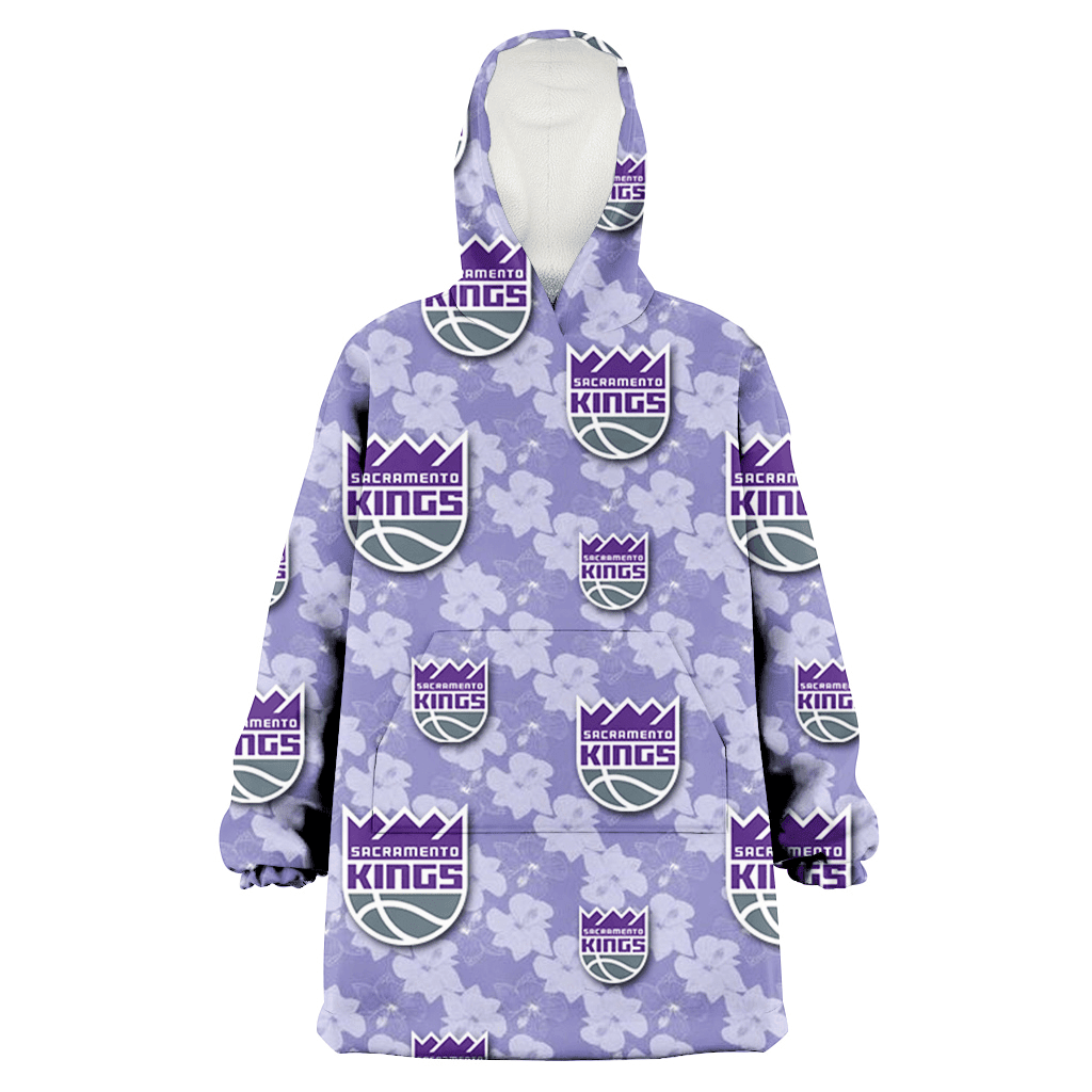 Sacramento Kings Light Purple Hibiscus Pattern Stripe Powder Purple 3D Printed Hoodie Blanket Snug Hoodie