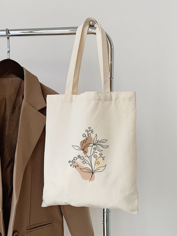 Plants Graphic Flower Floral Canvas Bag, Shopping Bag Large Capacity Tote Bag, Shoulder Bag School Bag For Graduate, Teen Girls, Freshman, Sophomore, Junior  Senior In College, Best Tote Bags Ideas, Cute Tote Bags Ideas, Tote Bag Design Ideas, Girls Tote Bag, Best Canvas Tote Bags Ideas