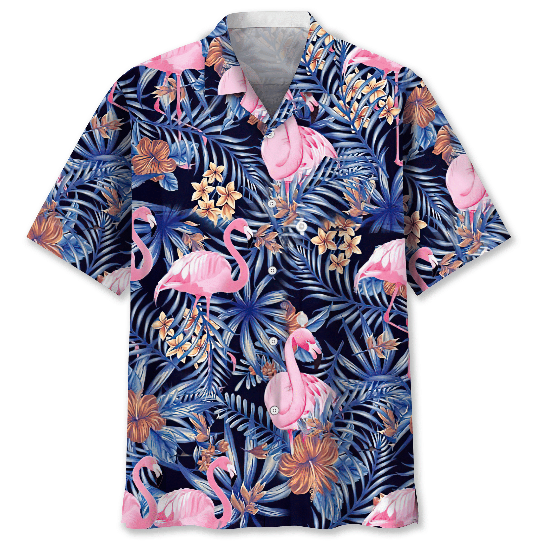 Flamingo Tropical Hawaiian Shirt, Short Sleeve Summer Vacation Beach Shirts For Men